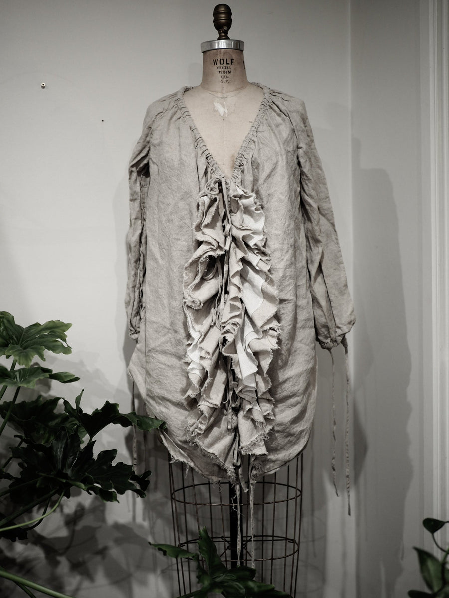 Flounce Blouse (Cotton/Silk) - Black