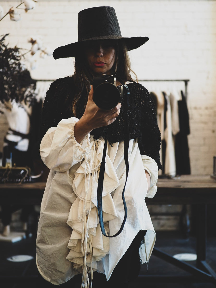 Hand Loom Crop Top (Linen) Ecru