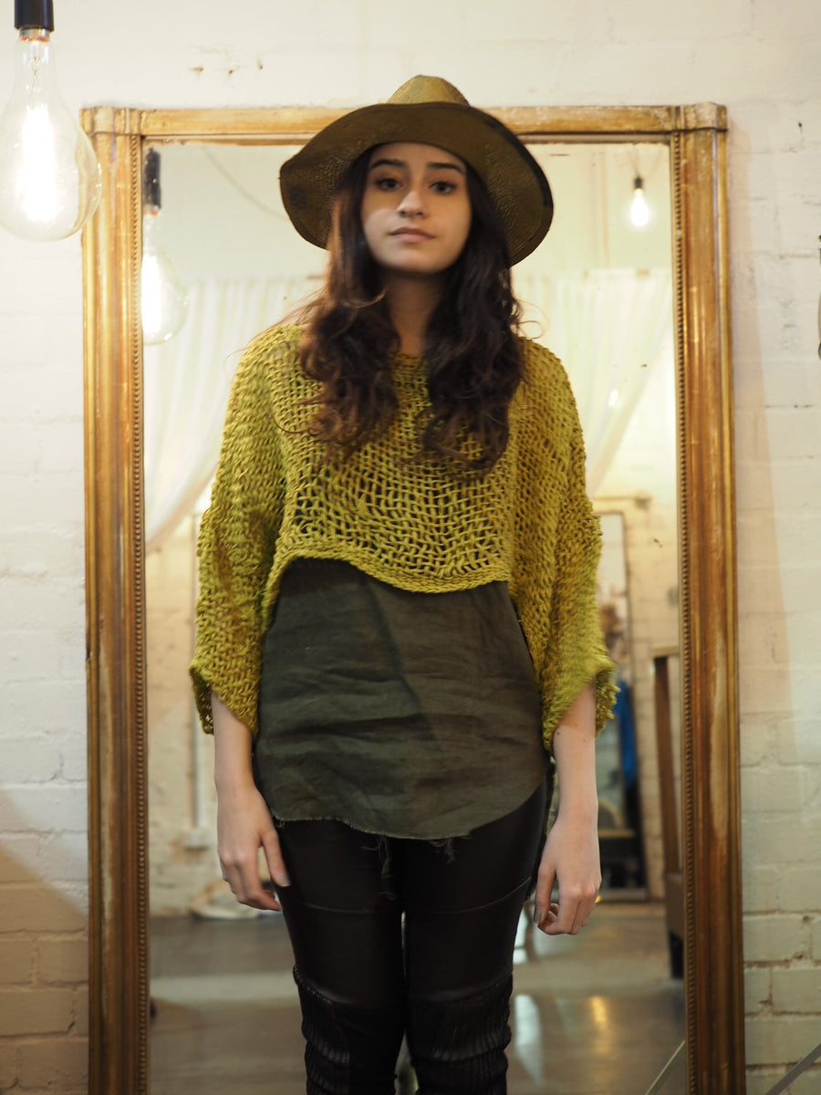 Hand Loom Crop Top (Linen) Sage