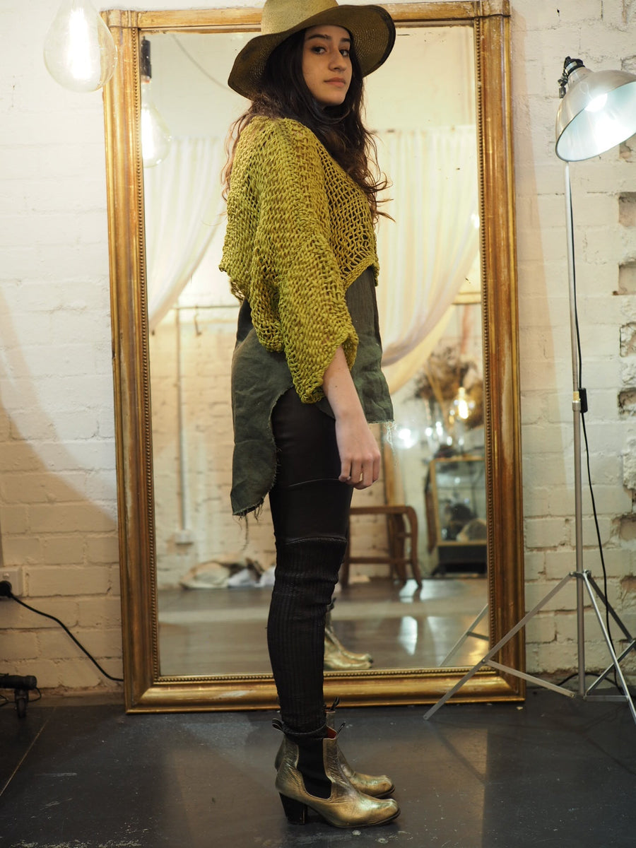 Hand Loom Crop Top (Linen) Ecru