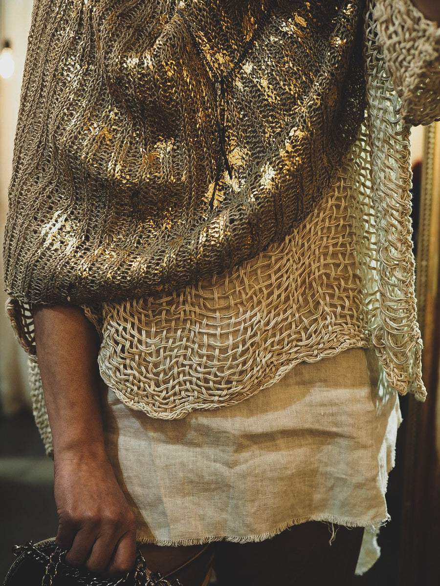 Hand Loom Linen Top - Mocca
