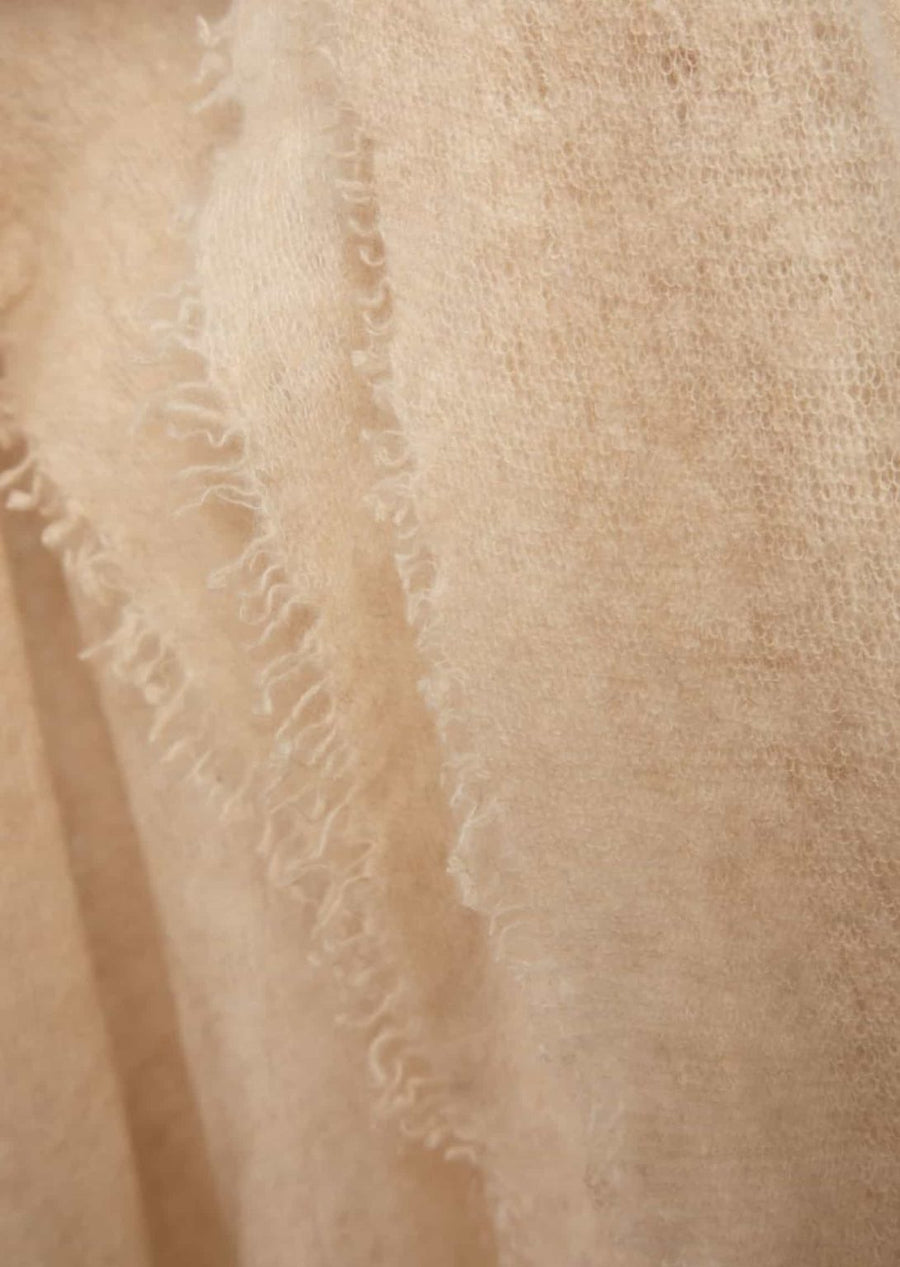 Open Knitted Shawl Plain ( Baby Cashmere ) Oatmeal