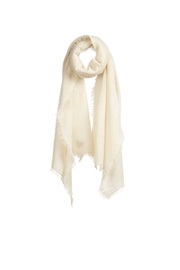 Open Knitted Shawl Plain ( Baby Cashmere ) Natural White