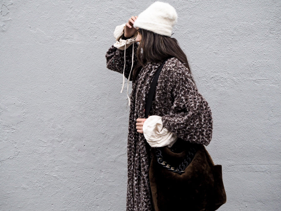 Balloon Sleeve Coatigan (Alpaca) - Mocca Marble