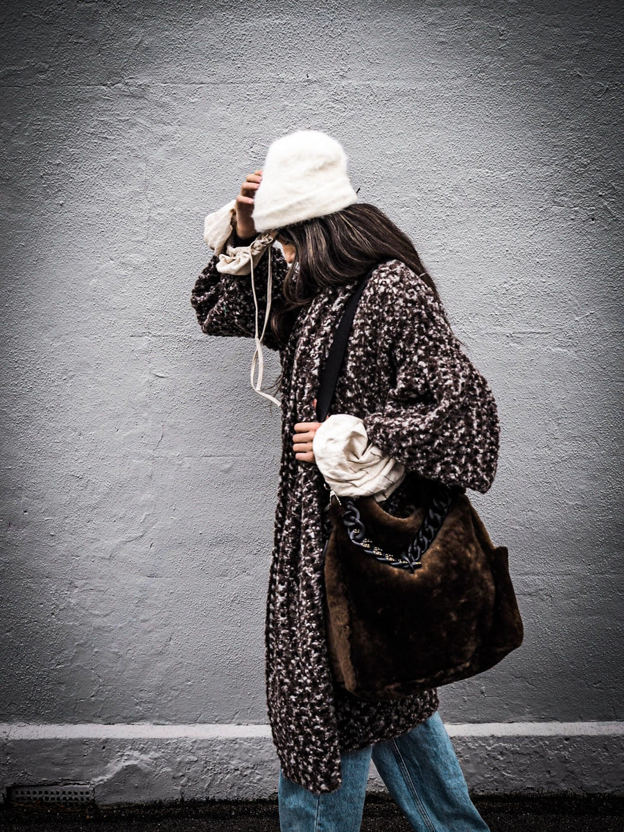 Balloon Sleeve Coatigan (Alpaca) - Mocca Marble