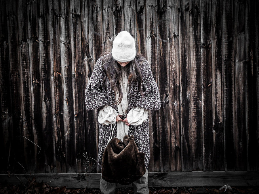 Balloon Sleeve Coatigan (Alpaca) - Silver Grey