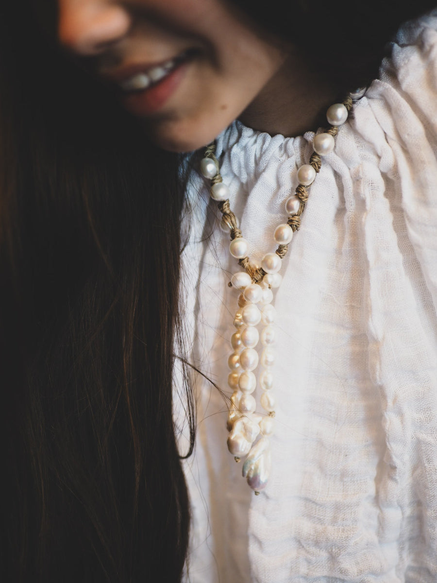 Button Back Blouse (Linen Gauze) - White