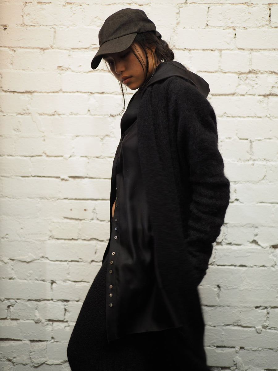 Shawl Collar Luxe Cardi (Alpaca) -Charcoal