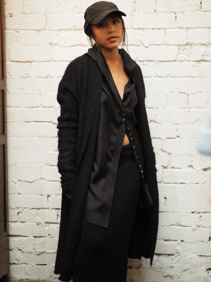 Shawl Collar Luxe Cardi (Alpaca) - Snow