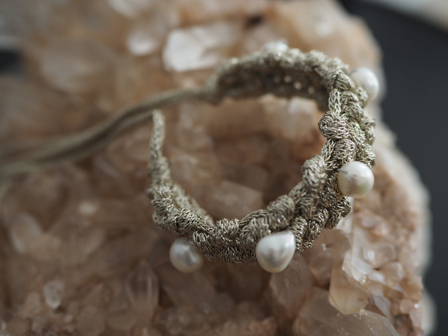 Mela crochet pearl cuff bracelet