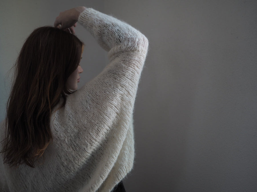 Hand-Knit Crew Neck Sweater Alpaca - Purple