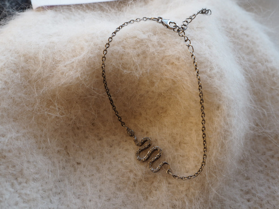 Sterling Silver Snake bracelet with diamonds