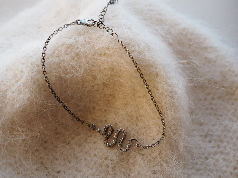 Sterling Silver Snake bracelet with diamonds