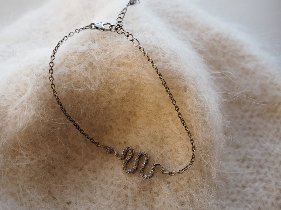 Sterling Silver Snake bracelet with diamonds