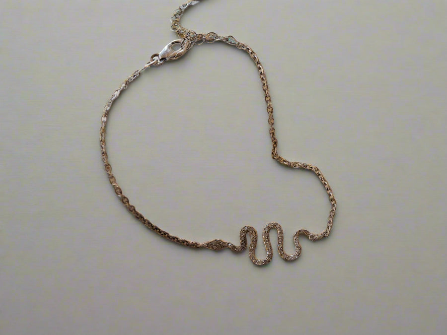 Sterling Silver Snake bracelet with diamonds