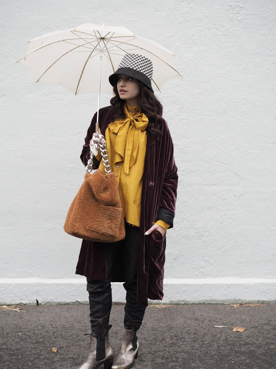 Cocoon Coat (Silk Velvet ) - Khaki Green