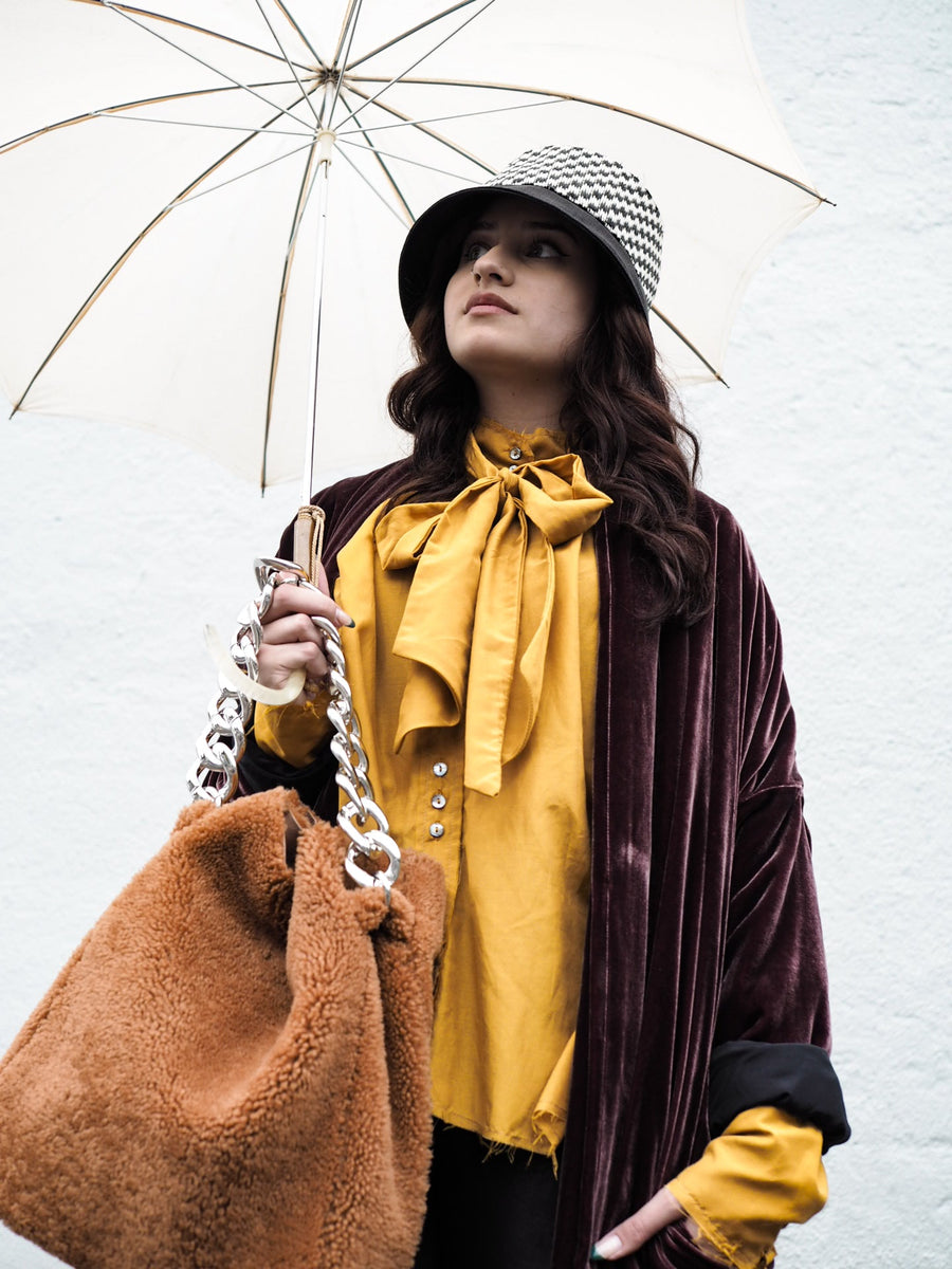 Cocoon Coat (Silk Velvet ) - Khaki Green