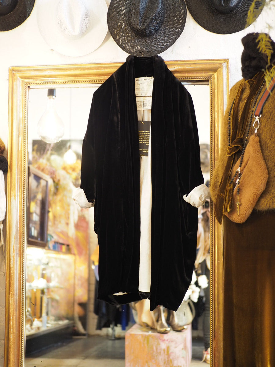 Cocoon Coat (Silk Velvet ) - Khaki Green