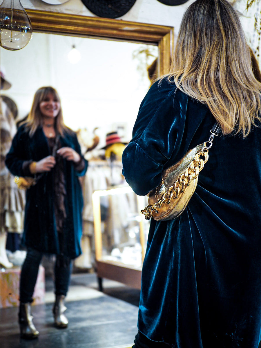 Cocoon Coat (Silk Velvet ) - Gold