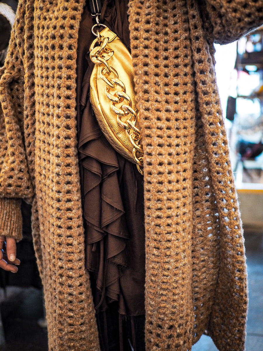 Balloon Sleeve Coatigan (Alpaca) - Mocca Marble