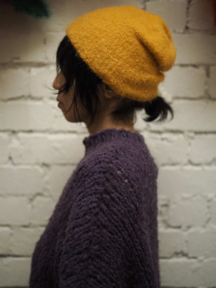 Luxe Knitted Beanie (Suri Alpaca) Red