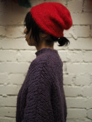 Luxe Knitted Beanie (Suri Alpaca) Red