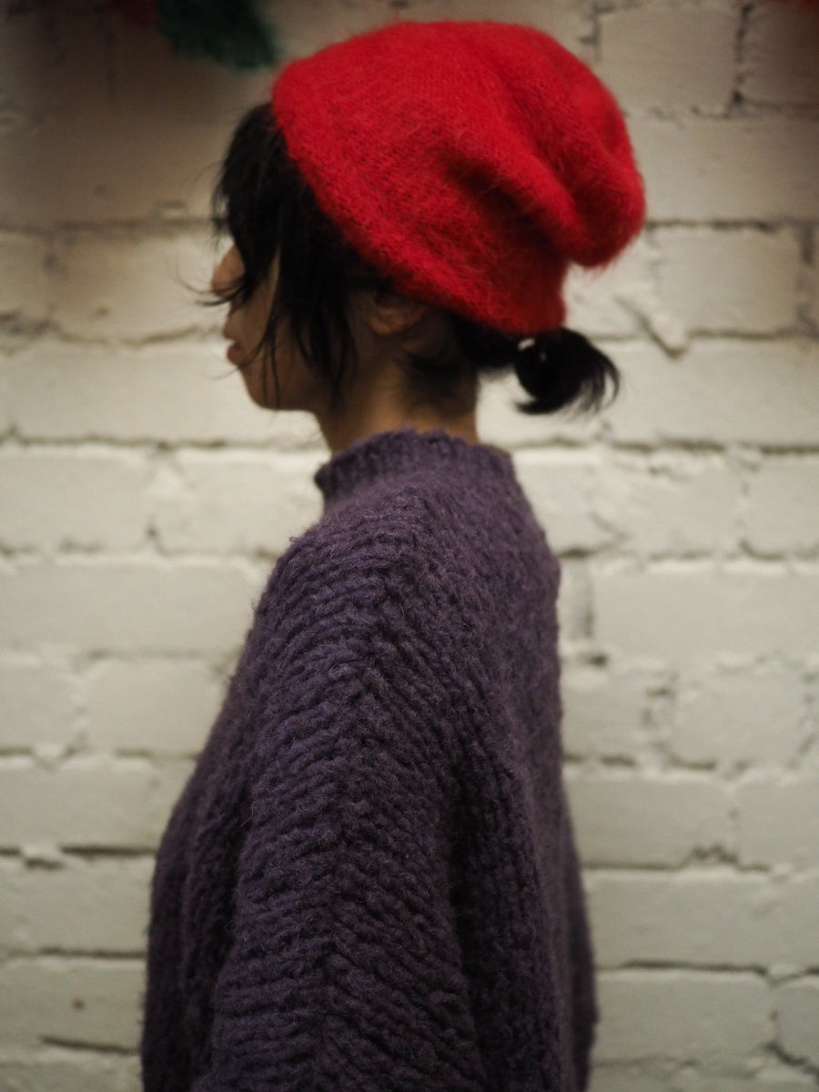 Luxe Knitted Beanie (Suri Alpaca) Lilac
