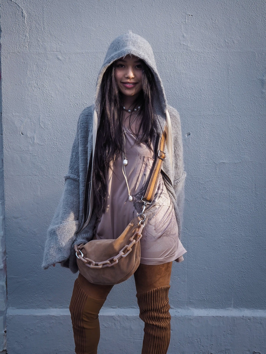Pin-Tuck Leggings (Suede) Mocca