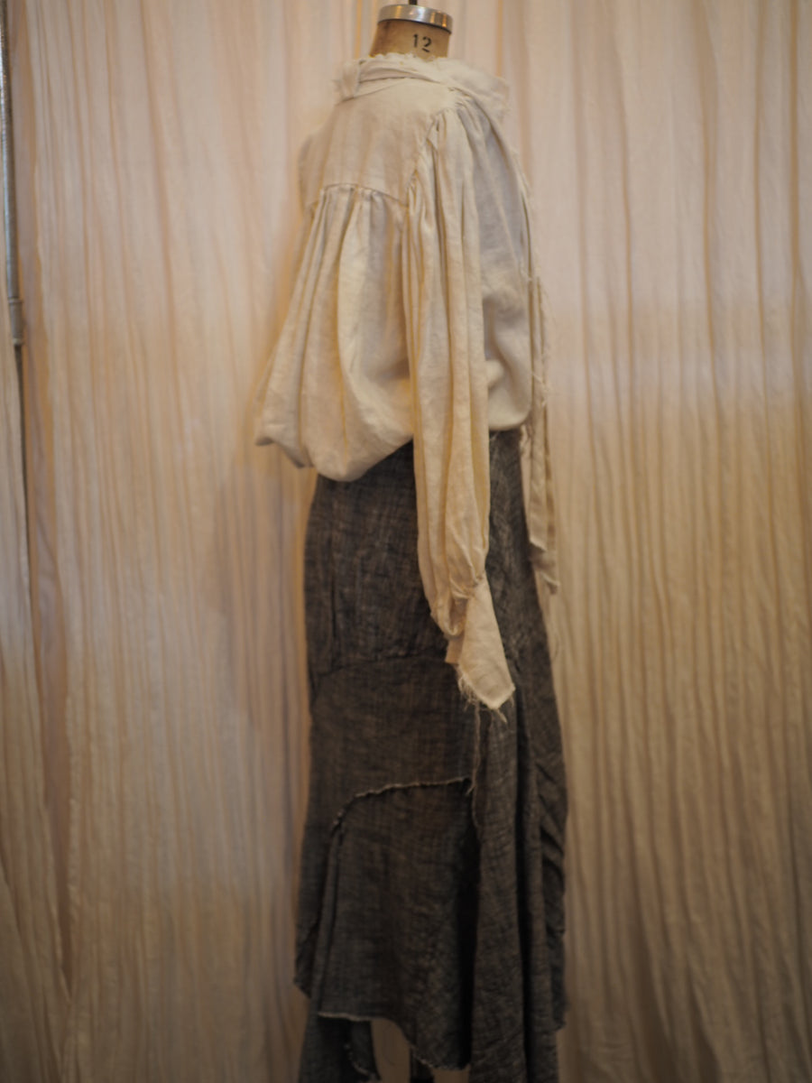 hourglass godet skirt (Linen) Herringbone weave