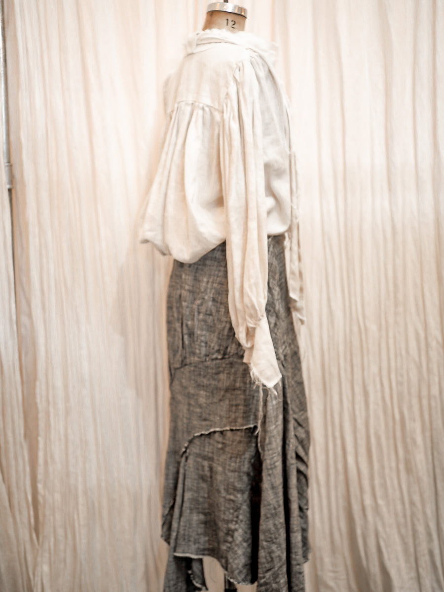 hourglass godet skirt (Linen) Herringbone weave