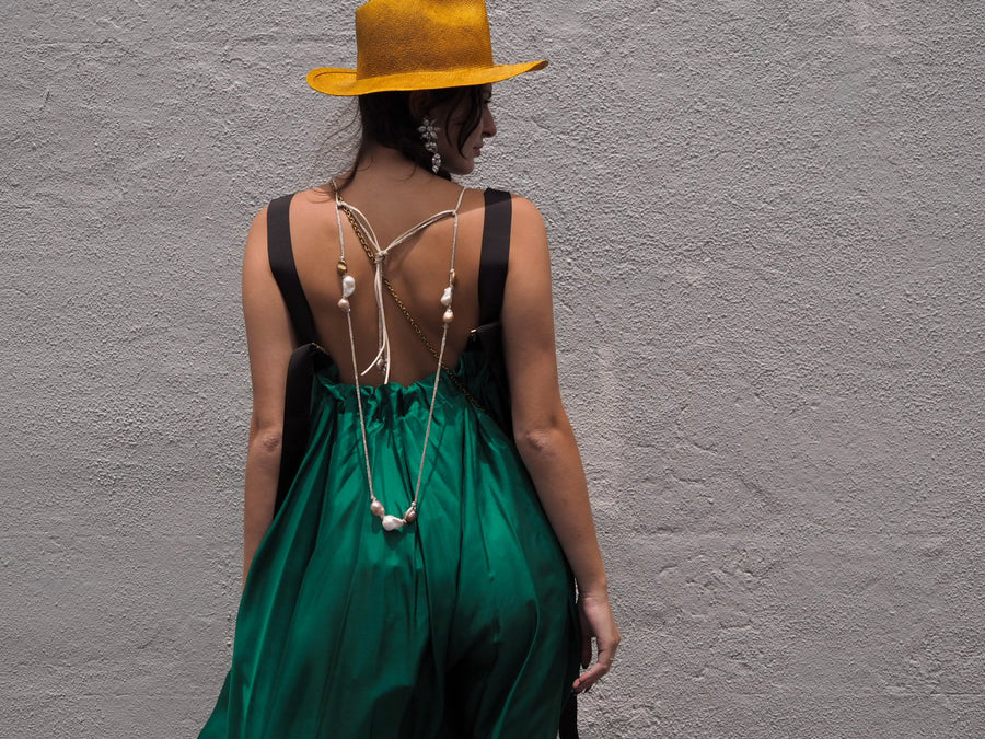 Silk Maxi Dress With Ribbon Ties - Mushroom