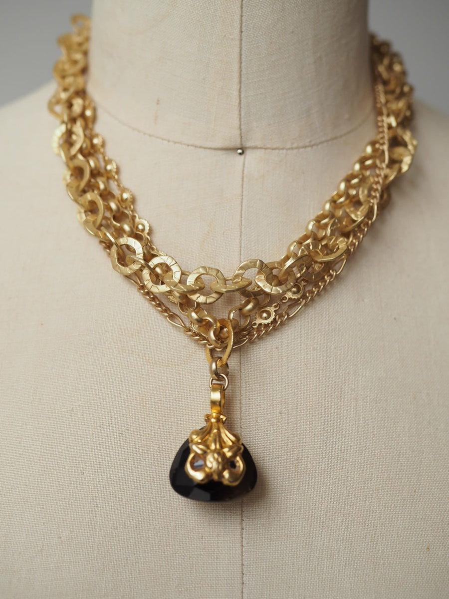 Multi Matte Gold Chain Necklace with Green Amethyst Pendant – Amano by ...