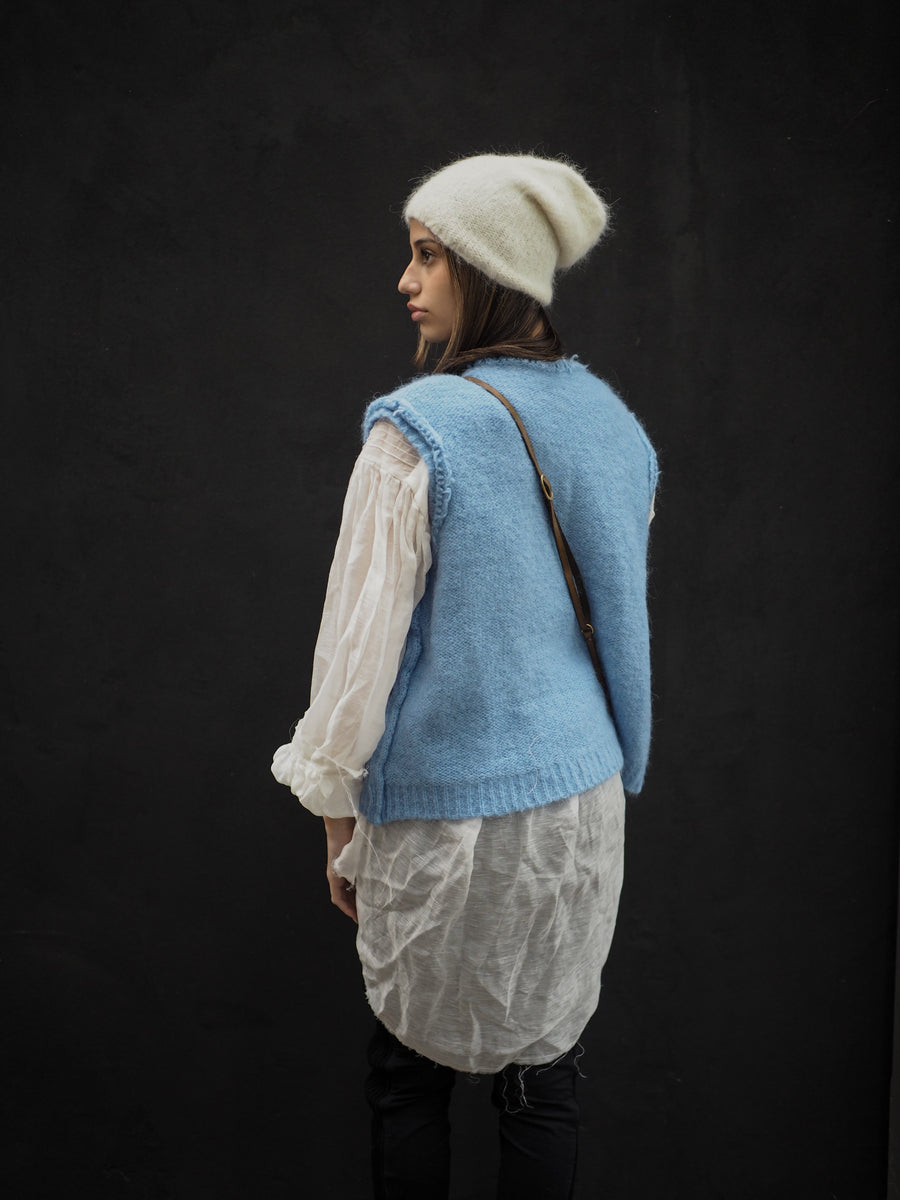 Luxe V Neck Vest (Alpaca) - Sky Blue