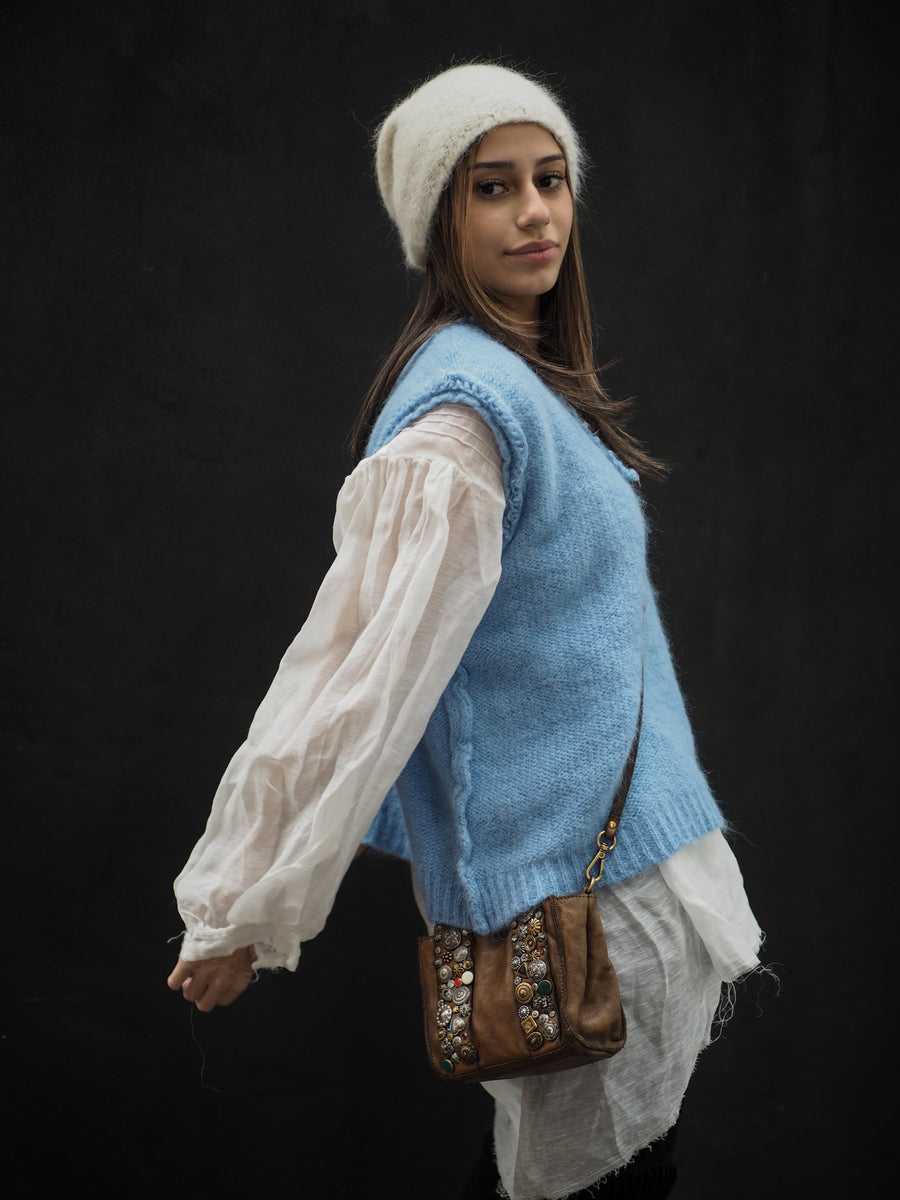 Luxe V Neck Vest (Alpaca) - Sky Blue