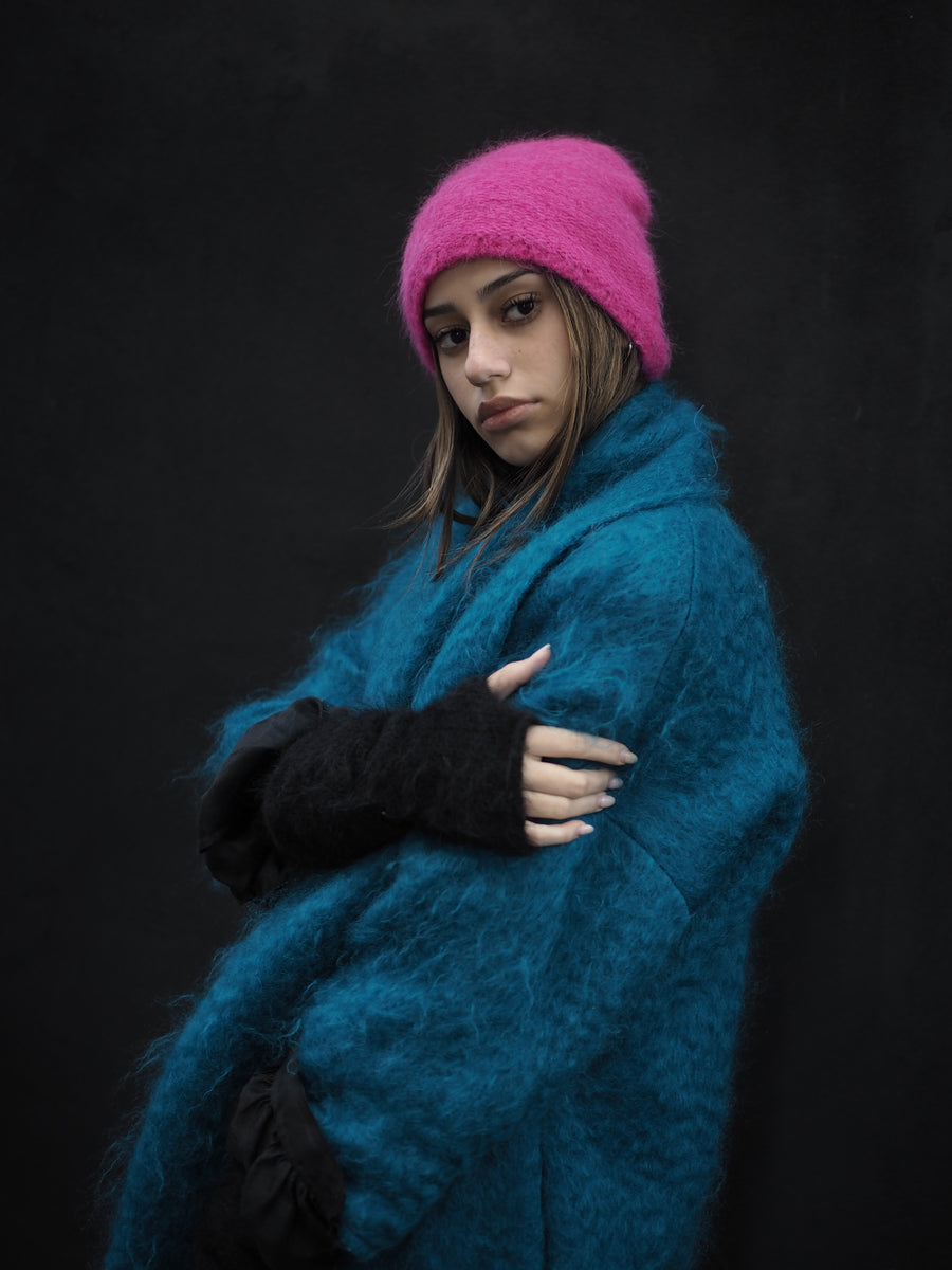 Cocoon Coat (Mohair) - Kingfisher
