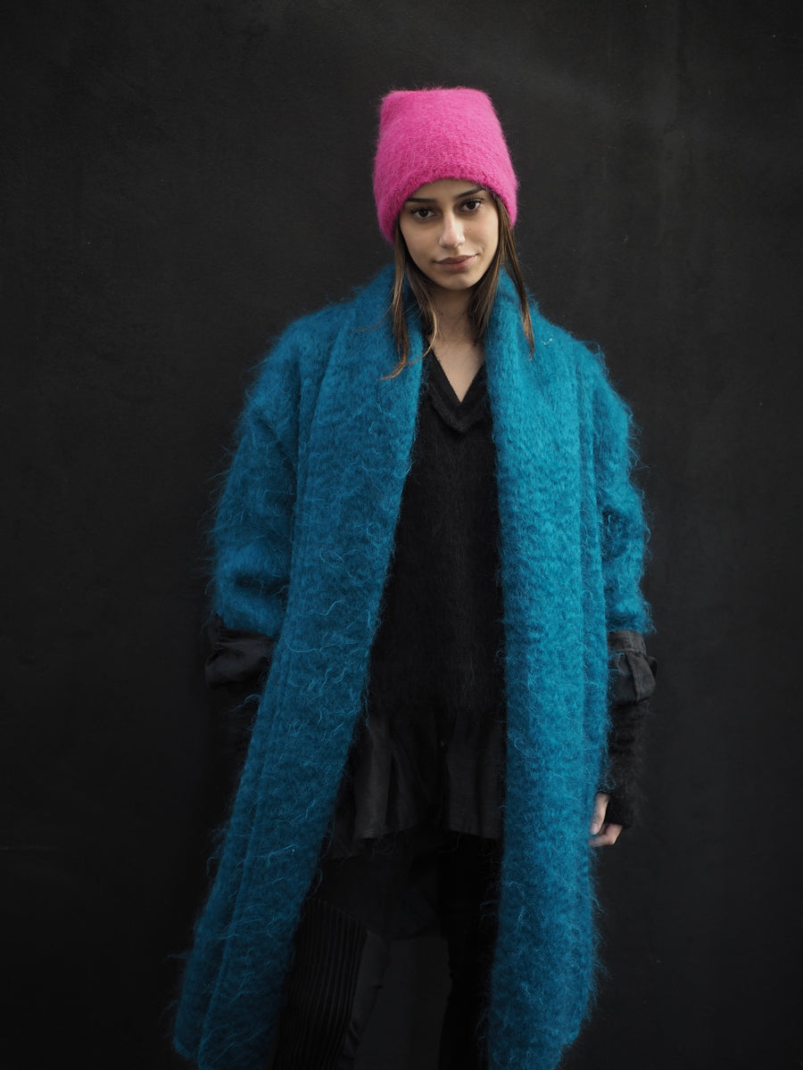 Cocoon Coat (Mohair) - Kingfisher