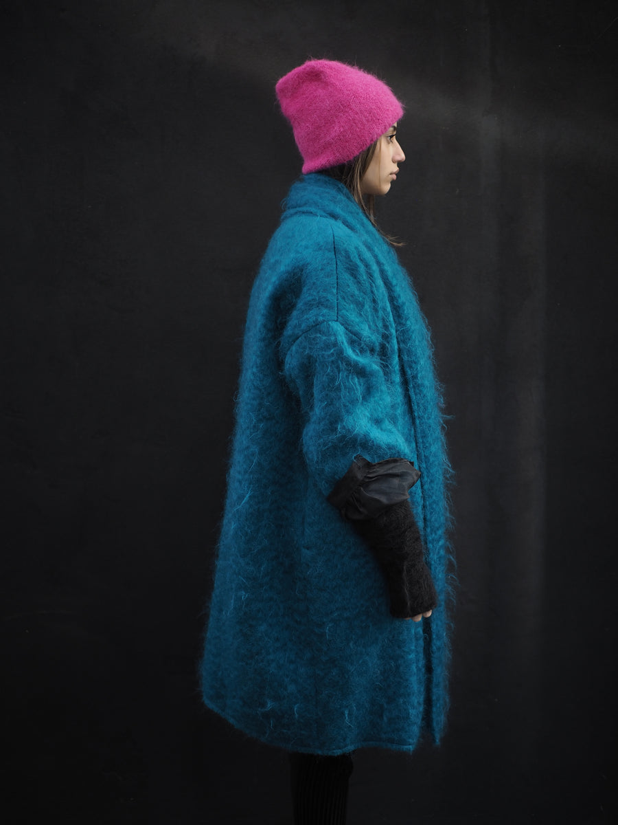 Cocoon Coat (Mohair) - Kingfisher