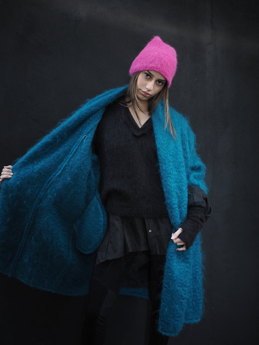 Cocoon Coat (Mohair) - Kingfisher