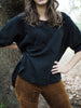 Spliced Tee Top - (Linen) Black