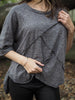Spliced Tee Top - (Linen) Grey