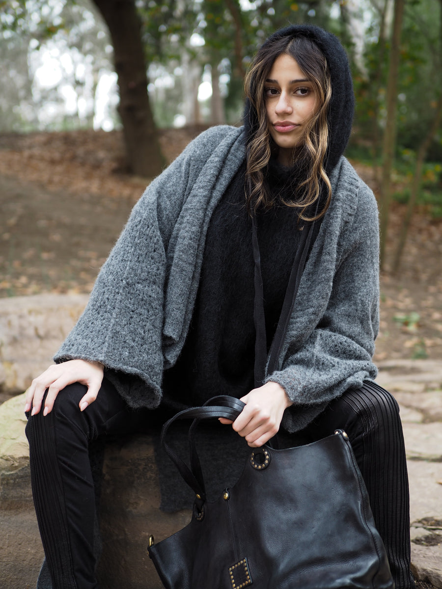 Luxe Light Weight kimono Cardi (Alpaca) - Charcoal Grey