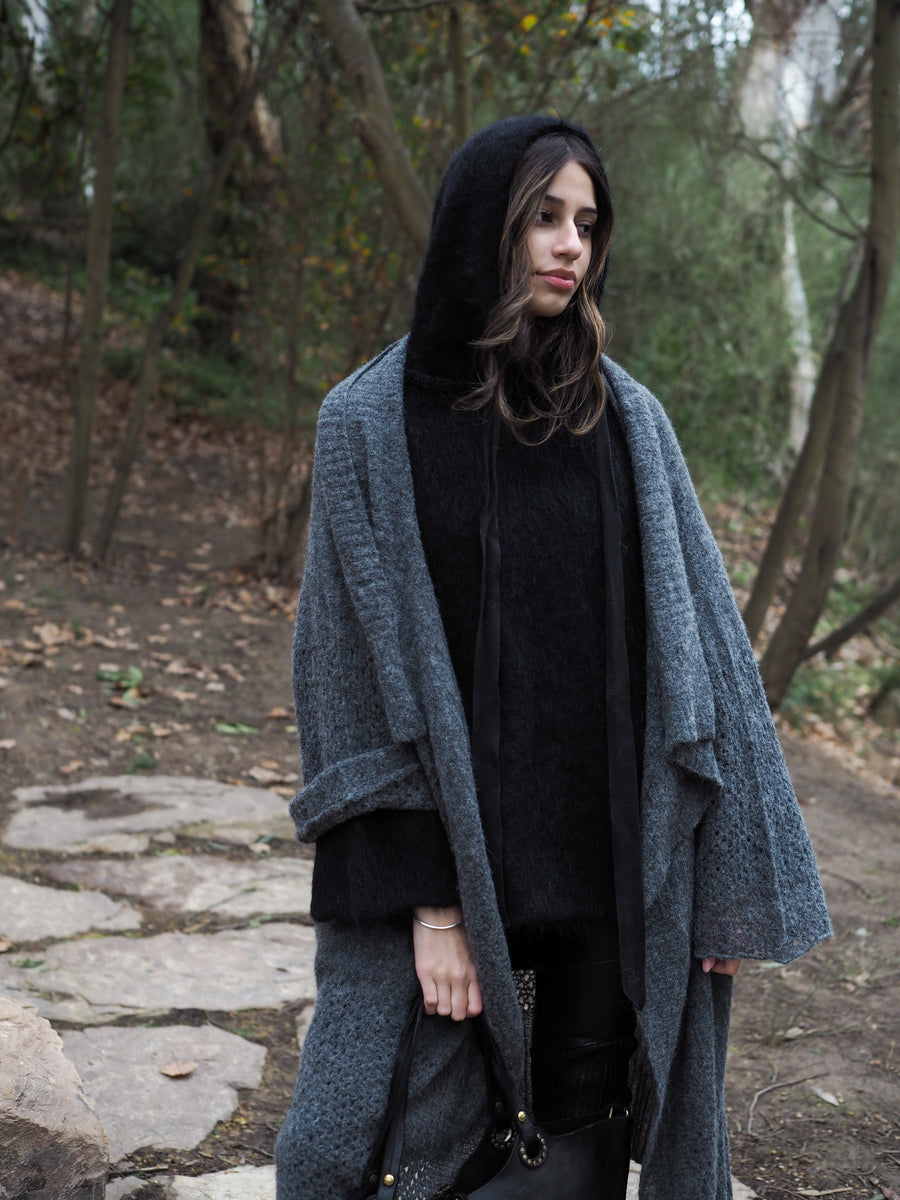 Luxe Light Weight kimono Cardi (Alpaca) - Charcoal Grey