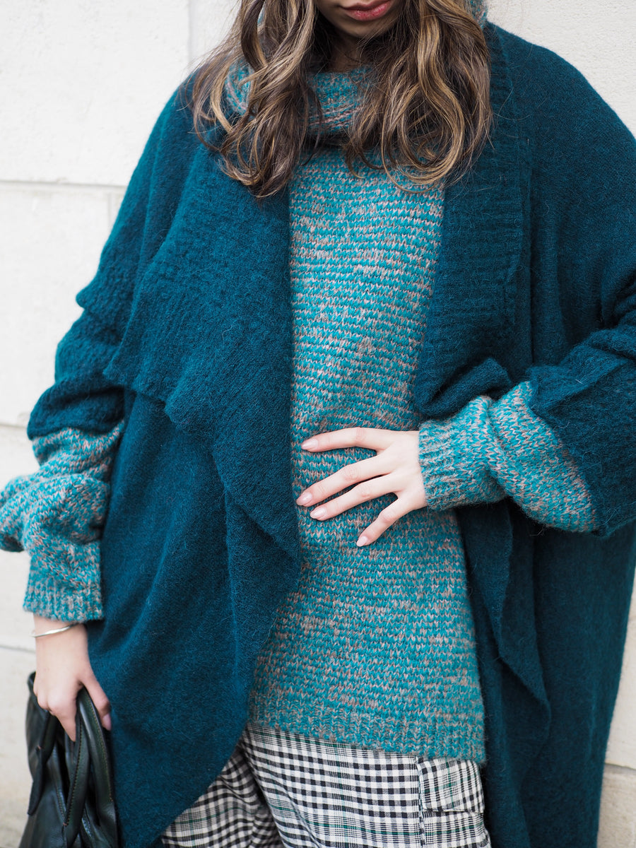 Luxe Light Weight kimono Cardi (Alpaca) - Ocean Green