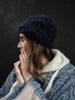 Hand Knit Cable Beanie Style Hat - (Alpaca) Navy