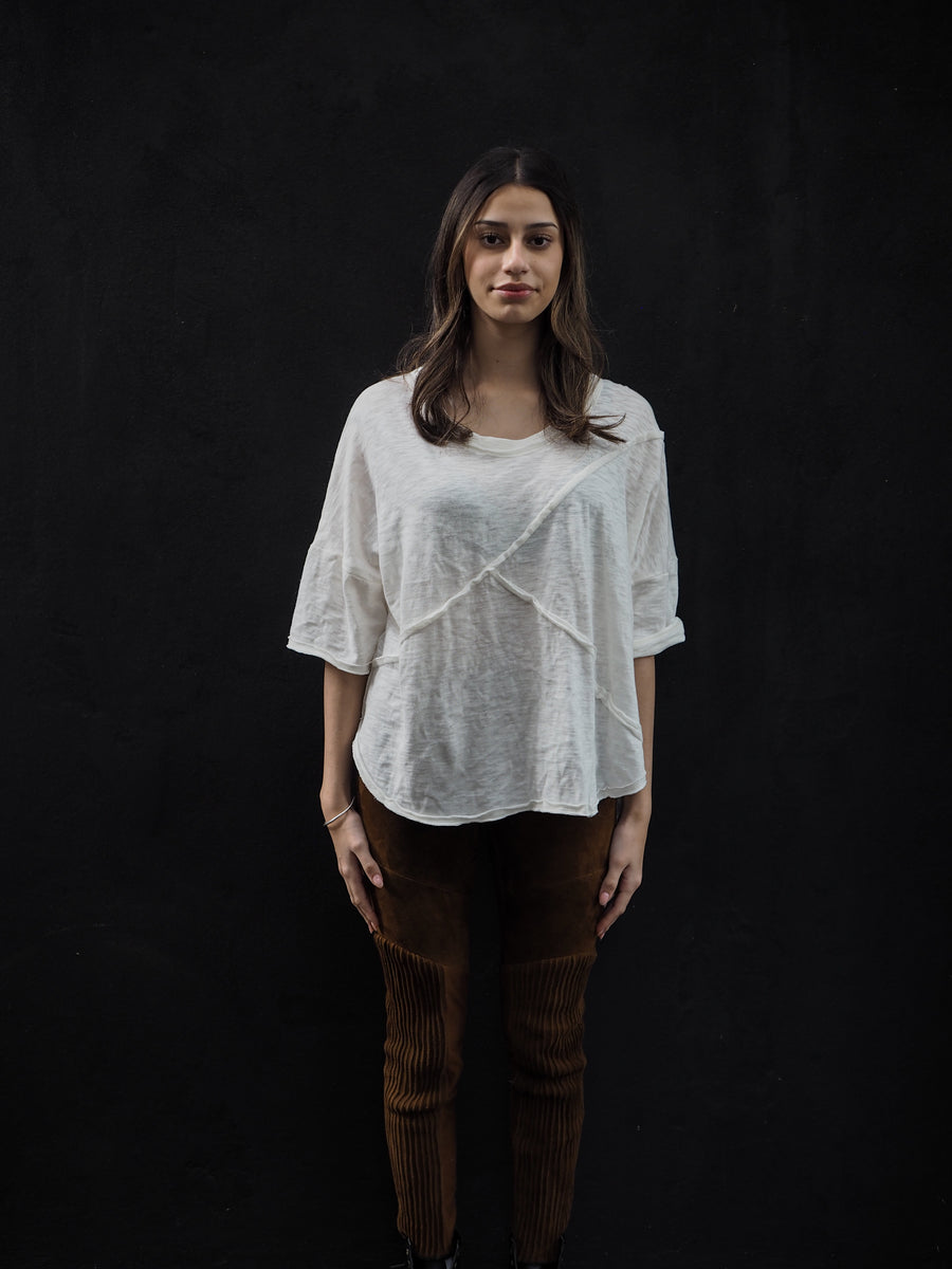 Spliced Tee Top - (Linen Jersey)