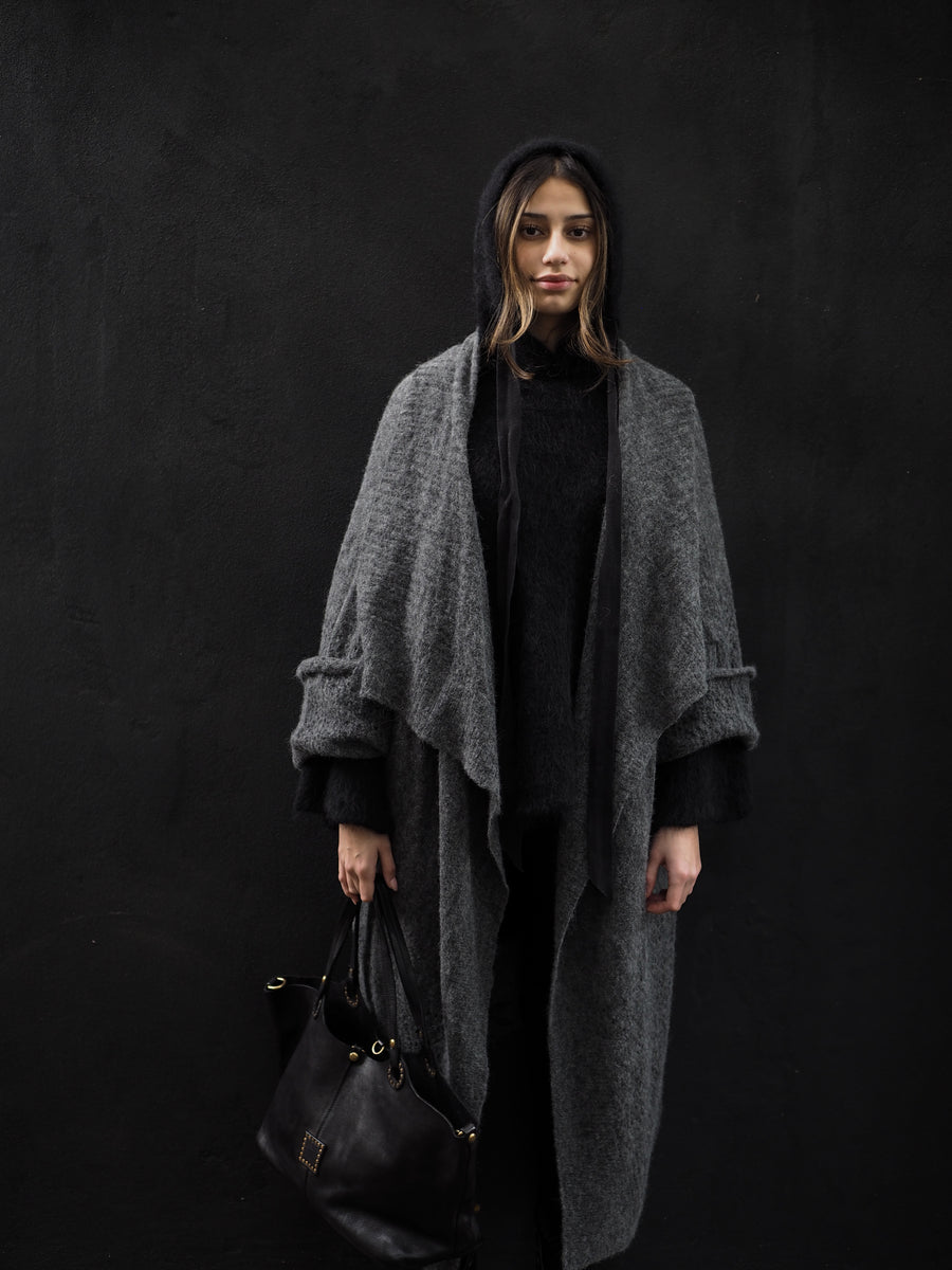 Luxe Light Weight kimono Cardi (Alpaca) - Charcoal Grey
