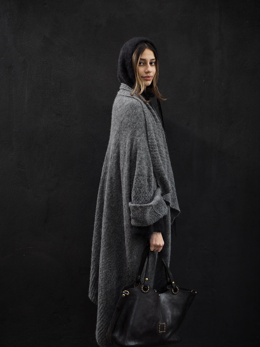 Luxe Light Weight kimono Cardi (Alpaca) - Charcoal Grey