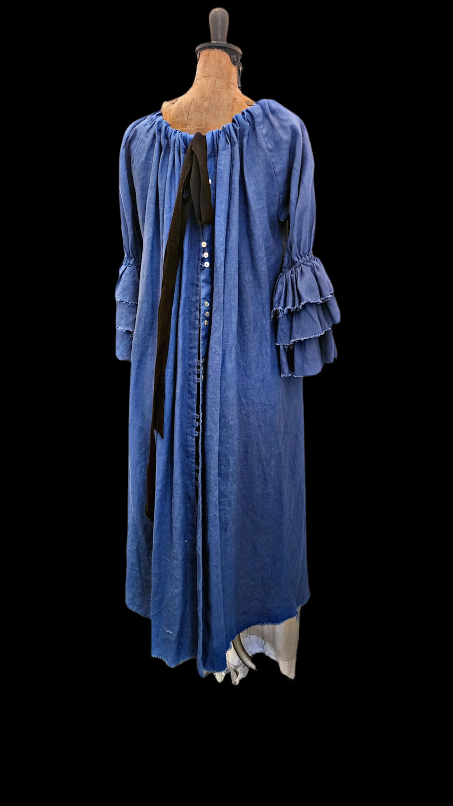Amano linen button back bluson dress / duster - Iris blue