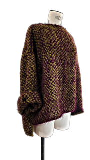 Hand Loom 2 Tone Sweater (Alpaca) Moss - Merlot