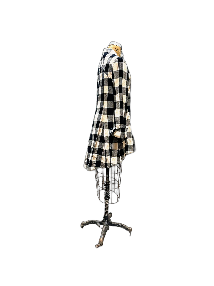 Mid tux style riding jacket - Linen check weave